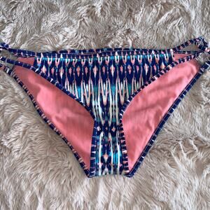 NWT Adore Me Blue Purple & Pink Abstract Print Bikini Bottoms Size: Large